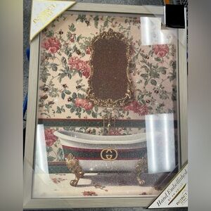 Gucci Bathtub Glass Wall Art Perfect for a Bathroom or Powder Room, NWT